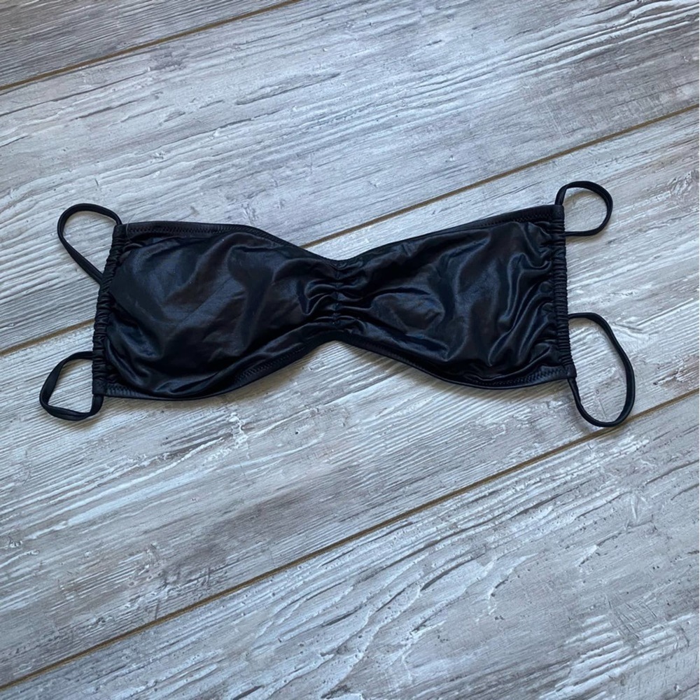 Normaillot Adventure Black Bandeau Bikini Gathered Front Top Size M 14110